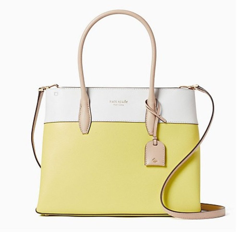 Kate Spade Eva Medium Leather Satchel Yellow NWT